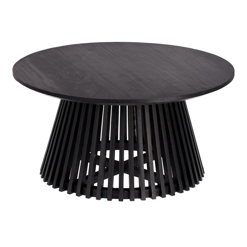 Mesa redonda de comedor Irune negra en madera de mindi con un diseño  original e impactante