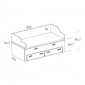 CAMA COMPACTA LATERALES SOFÁ CON ARRASTRE Y DOS CAJONES